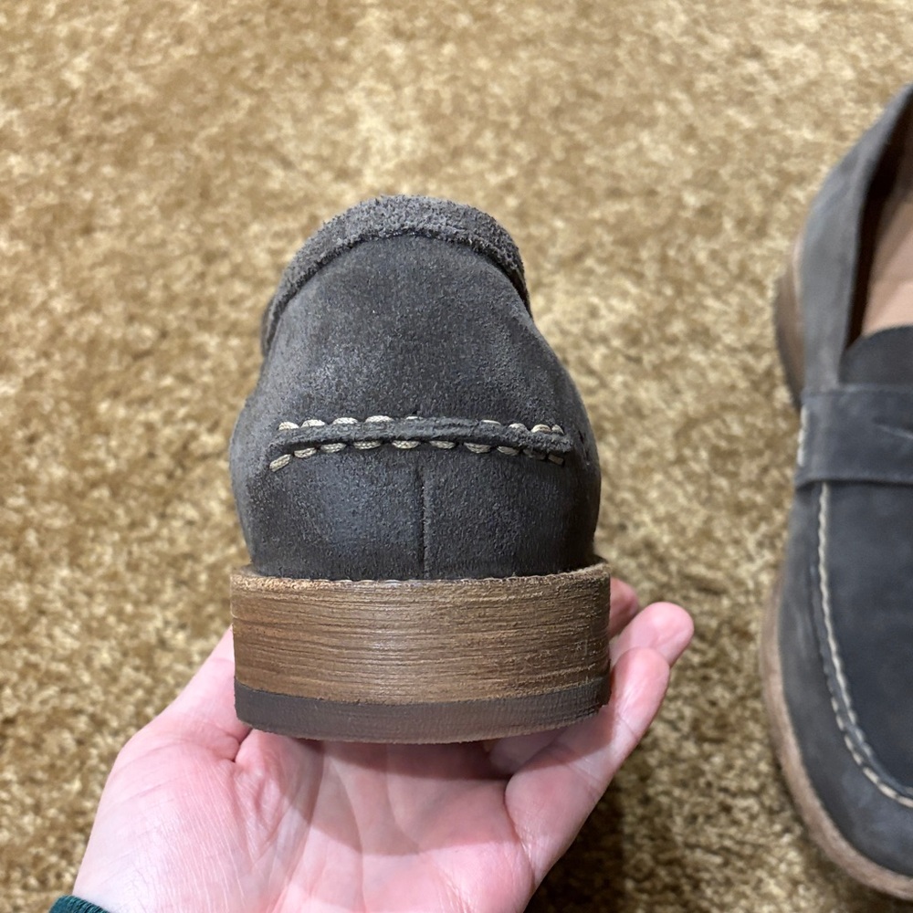 Frye Tyler Suede Penny Loafers in Charcoal Sz 10 - Picture 5 of 9